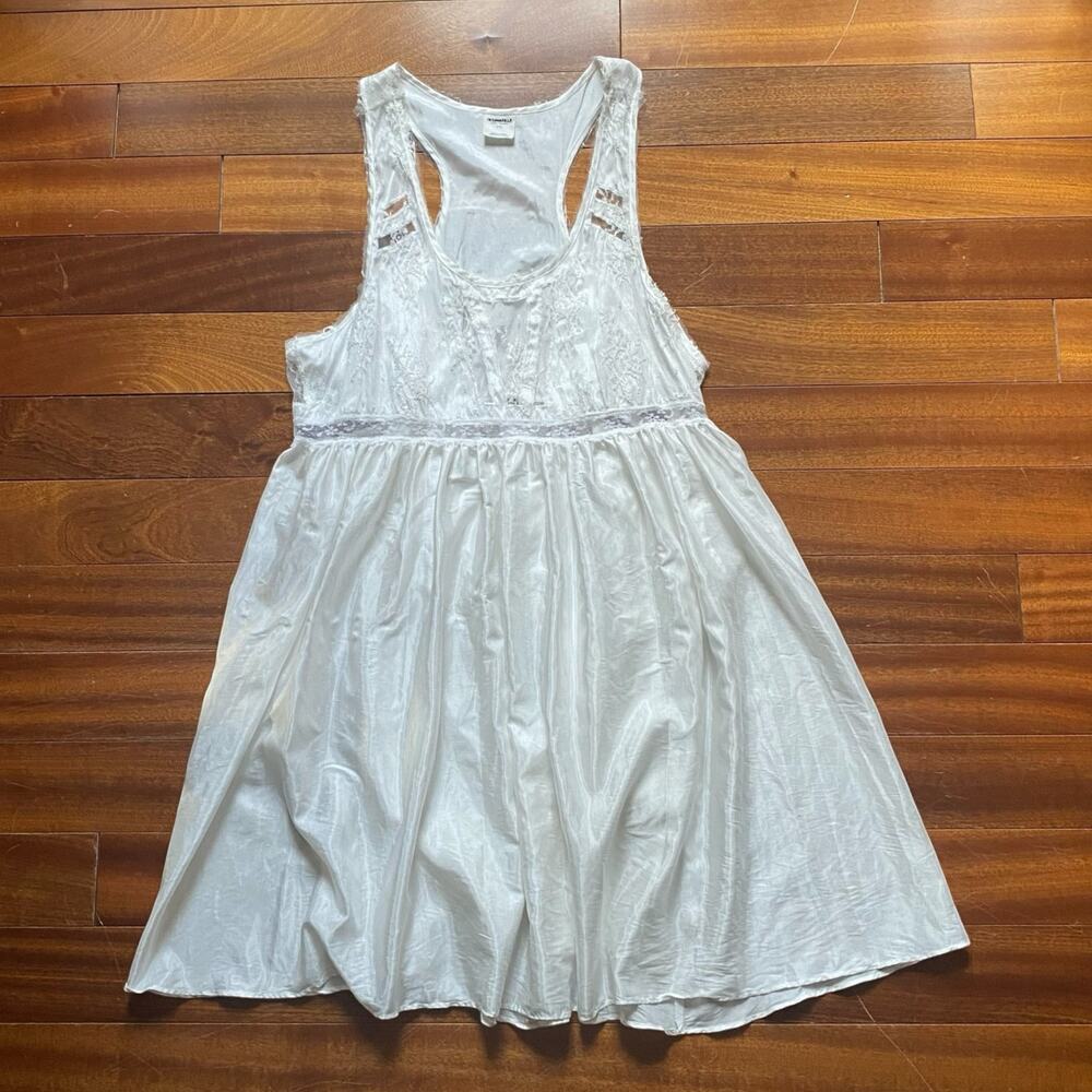 Intimately Free People Size Large White Slip Dress Tank Style Lace Panel Cottage - Picture 9 of 9